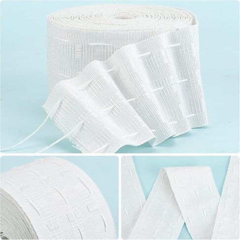 GORGECRAFT 10Yds/9m Curtain Pleat Tape Drapery Heading Tape Flat White 100% Polyester Curtain Deep Pinch Tape Accessories Ribbons Pull for Making Pleated Curtains DIY Pinch Pleater in Saudi Arabia