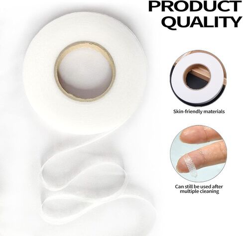 sxlaonanhai 2 لفات من شريط القماش، شريط لاصق من القماش ذو حافة ملفوفة من الحديد، شريط شبكي لاصق قابل للانصهار لربط أطواق ستائر الملابس (أبيض 0.4 بوصة/65 ياردة و0.6 بوصة/65 ياردة) in Kuwait