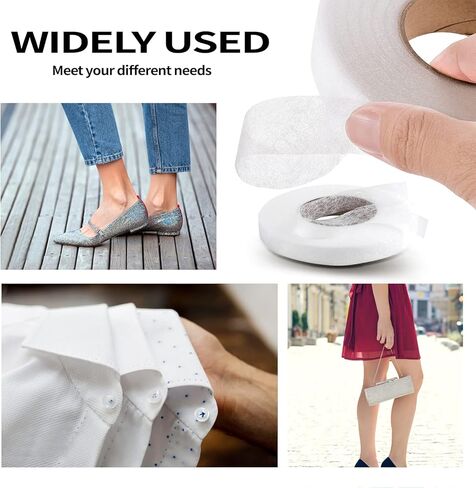 sxlaonanhai 2 لفات من شريط القماش، شريط لاصق من القماش ذو حافة ملفوفة من الحديد، شريط شبكي لاصق قابل للانصهار لربط أطواق ستائر الملابس (أبيض 0.4 بوصة/65 ياردة و0.6 بوصة/65 ياردة) in Kuwait