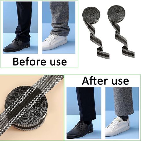 Yuanwovv 2 Rolls Pants حافة تقصير معجون الفم ذاتي اللصق، شريط ملابس دائم قابل للغسل على الحاشية، شريط دمج القماش لملابس الجينز، كل منها 1 بوصة × 5.5 ياردة، أسود + أبيض in Kuwait