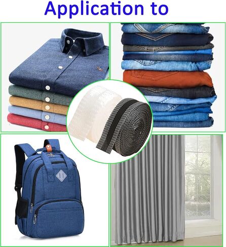 Yuanwovv 2 Rolls Pants حافة تقصير معجون الفم ذاتي اللصق، شريط ملابس دائم قابل للغسل على الحاشية، شريط دمج القماش لملابس الجينز، كل منها 1 بوصة × 5.5 ياردة، أسود + أبيض in Kuwait