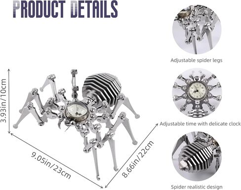 مجموعة نماذج عنكبوت معدنية ثلاثية الأبعاد من MENZOM، منشار معدني ميكانيكي ثلاثي الأبعاد من Spider King، نموذج قابل للفصل يدويًا من الفولاذ المقاوم للصدأ مع ساعة، ألعاب للكبار (لون معدني) in Kuwait