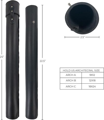 Hide & Drink, Architect Drawing Blueprint Tube with Adjustable Strap, Document Storage Tube, Full Grain Leather, Handmade, Bourbon Brown in Saudi Arabia