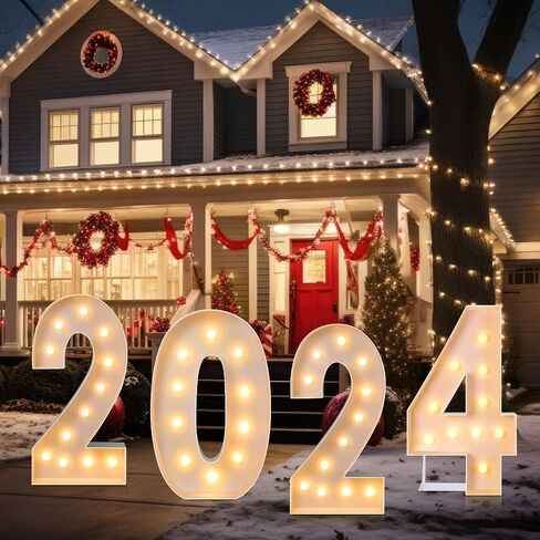 Retisee 3.3ft Marquee Number 2024 Light Up Mosaic Number Frame White Giant Number with Bracket Decoration for Balloons Flower Frame New Year Anniversary Wedding 2024 Party Supplies in Kuwait
