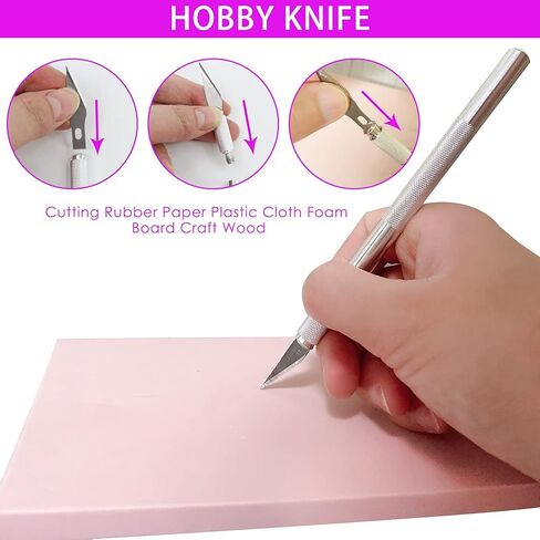 WerkWeit [12PCS]Rubber Carving Blocks Linoleum Block with Cutter Tools Stamp Making Kit Linoleum Cutter with 6 Types Blades and 12-Pack Carving Rubber Stamps for Stamp Carving, Printmaking in Kuwait