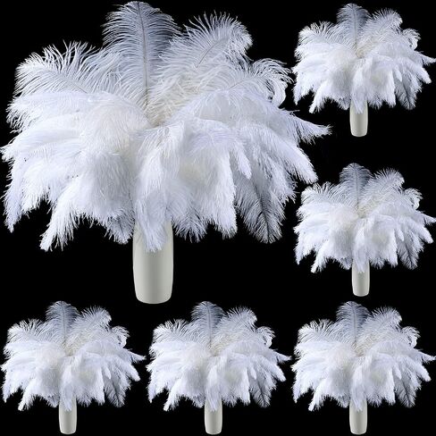 120 Pcs Ostrich Feathers for Centerpieces: 10-12 Inches (25-30cm) Black Ostrich Feathers Bulk, Large Feathers for Centerpieces, Table, Flower Arrangement and Home Decoration (120 Pcs, Black) in Kuwait