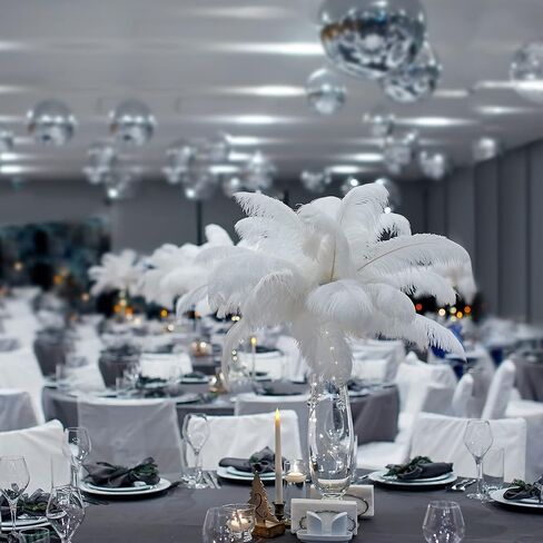 120 Pcs Ostrich Feathers for Centerpieces: 10-12 Inches (25-30cm) Black Ostrich Feathers Bulk, Large Feathers for Centerpieces, Table, Flower Arrangement and Home Decoration (120 Pcs, Black) in Kuwait