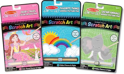 Melissa & Doug On the Go Scratch Art Activity Books Set - Fairy Tales, Favorite Things, Safari Animals in Kuwait