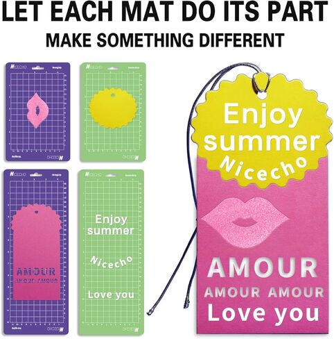 سجادة القطع من Nicecho لآلة Cricut Joy، 7 قطع من سجادات القطع (4 قطع 4.5×12 بوصة و3 قطع 4.5×6.5 بوصة)، ملحقات بديلة لسجادات القطع اللاصقة المتنوعة لملحقات Cricut Joy in Kuwait
