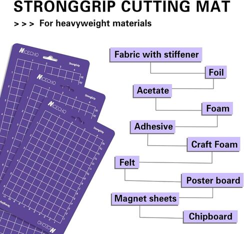 سجادة القطع من Nicecho لآلة Cricut Joy، 7 قطع من سجادات القطع (4 قطع 4.5×12 بوصة و3 قطع 4.5×6.5 بوصة)، ملحقات بديلة لسجادات القطع اللاصقة المتنوعة لملحقات Cricut Joy in Kuwait