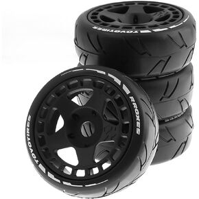 اطارات سيارة تعمل بجهاز تحكم عن بعد 105 ملم من سبونكسوند اطارات امامية وخلفية مع سداسي 17 ملم لسيارات التحكم عن بعد بمقياس 1/8 1/7، 4 قطع (اسود) in Kuwait
