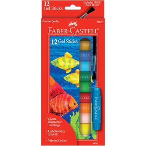 Faber-Castell Gel Sticks - 12 Twistable Watercolor Crayons for Kids with Brush - Watercolors for Kids in Saudi Arabia