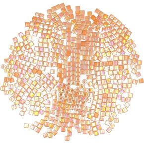 1.1lb Square Crystal Mosaic Tiles, Iridescent Mosaic Glass Tiles for Crafts, Mosaic Pieces DIY Hobbies Children Handmade Jewelry Art Decoration Gifts,525 Pieces (Cyan)