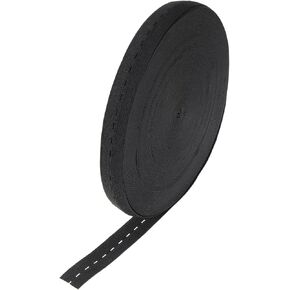 uxcell Elastic Sewing Bands, 1Pcs 43 Yards 0.6 Inch - Polyester Flat Sewing Band with Buttonhole, Adjustable Elastic Band for DIY Belt (Black)