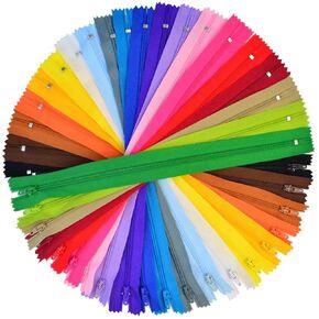 100 Pieces Nylon Coil Zippers, 9 INCHES Colorful Sewing Zippers Supplies for Tailor Sewing Crafts(20 Assorted Colors) (Colorful 23)