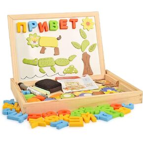 لعبة بازل مغناطيسية خشبية متعددة الوظائف بتصميم حروف ابجدية روسية، العاب تعليمية وتعليمية للاطفال in Kuwait