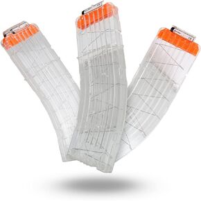 EKIND 10 Darts Banana Curved Clips, Soft Bullet Quick Reload Clips Compatible for Nerf Elite Magazine Toy Gun (Orange, Pack of 3)