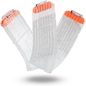 EKIND 10 Darts Banana Curved Clips, Soft Bullet Quick Reload Clips Compatible for Nerf Elite Magazine Toy Gun (Orange, Pack of 3)