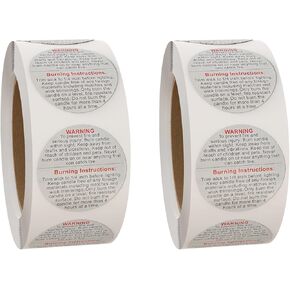 1000 قطعة من ملصقات التحذير من الشموع البيضاء مقاس 1.5 انش مقاومة للماء لملصقات شموع برطمانات الشموع التي تصنعها بنفسك in Kuwait