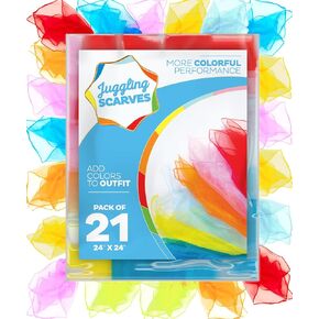 BASIC CONCEPTS Juggling Scarves (21 Pack), Play Scarves for Teens (7 Vibrant Colors), Dancing Scarves for Music and Movement, Fun Juggling Sets, Cool Rainbow Scarves Dance Props in Kuwait