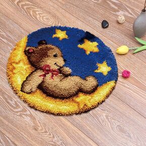 kingsea Latch Hook Kits for Adults, Color Printed Rug Latch Hook Kits for Teen, DIY Needle Craft Shaggy Rug for Home Decoration (20"X 20") - Bear