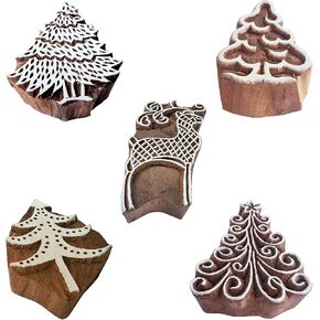 Royal Kraft Elephant Wooden Printing Stamps (Set of 5) - DIY Henna Fabric Textile Paper Clay Pottery Blocks Htag2201 in Kuwait