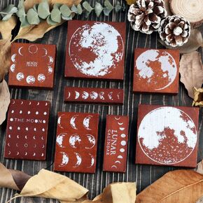 Dizdkizd 7 Pieces Phases of The Moon Wooden Rubber Stamps, Decorative Mounted Rubber Stamp Set for DIY Craft, Letters Diary and Scrapbooking in Kuwait