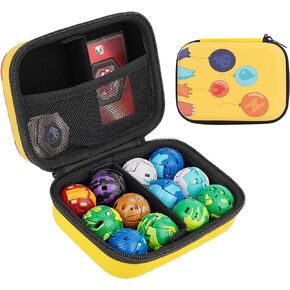 Toy Storage Organizer Case Compatible with Bakugan Armored Alliance Collectible Action Figures, BakuCores, Bakugan Ultra and Trading Cards (Case Only) (Yellow-A)