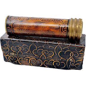 مشكال نحاسي عتيق مصنوع يدويا مع صندوق جلد وعدسة عاكسة ثلاثية الابعاد، مظهر عتيق، مشهد بلمسة نهائية عتيقة للاطفال والاصدقاء والاطفال هدية عيد الحب in Kuwait