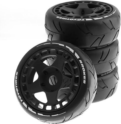 اطارات سيارة تعمل بجهاز تحكم عن بعد 105 ملم من سبونكسوند اطارات امامية وخلفية مع سداسي 17 ملم لسيارات التحكم عن بعد بمقياس 1/8 1/7، 4 قطع (اسود) in Kuwait