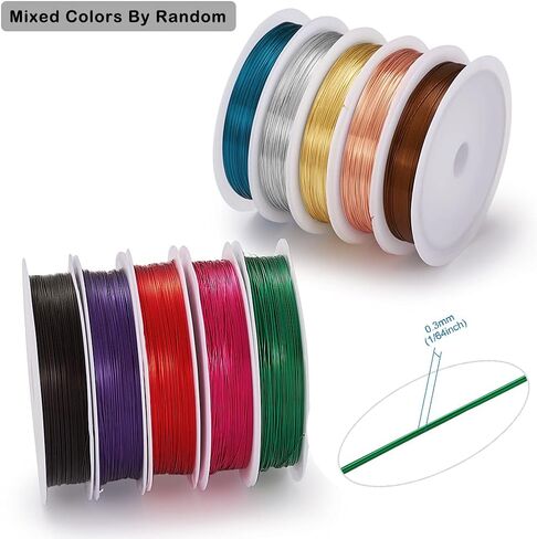 Pandahall 10 لفات قياس 24 سلك نحاسي مجوهرات الديكور الحرفية التفاف صنع مختلط اللون 0.5 مللي متر 9 متر/لفة in Kuwait
