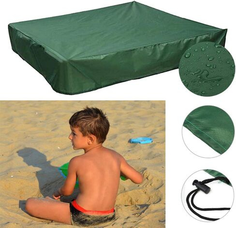 غطاء رمل من Oslimea برباط، مقاس 59.05 بوصة × 59.05 بوصة، غطاء رمل مربع مقاوم للغبار، غطاء حماية لحوض السباحة باللون الأخضر لألعاب الرمل المظلة in Kuwait