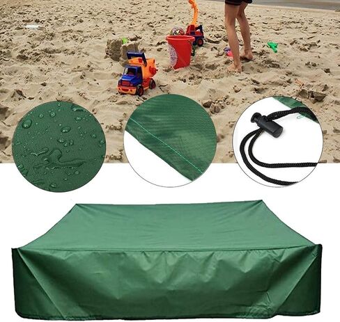 غطاء رمل من Oslimea برباط، مقاس 59.05 بوصة × 59.05 بوصة، غطاء رمل مربع مقاوم للغبار، غطاء حماية لحوض السباحة باللون الأخضر لألعاب الرمل المظلة in Kuwait
