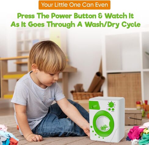ميسكو مجموعة العاب غسالة ملابس للعب التظاهري للاطفال، مجموعة ادوات غسيل للاطفال الصغار، اضواء واصوات حقيقية، هدية رائعة للاعمار من 3 سنوات فما فوق (اخضر) in Kuwait