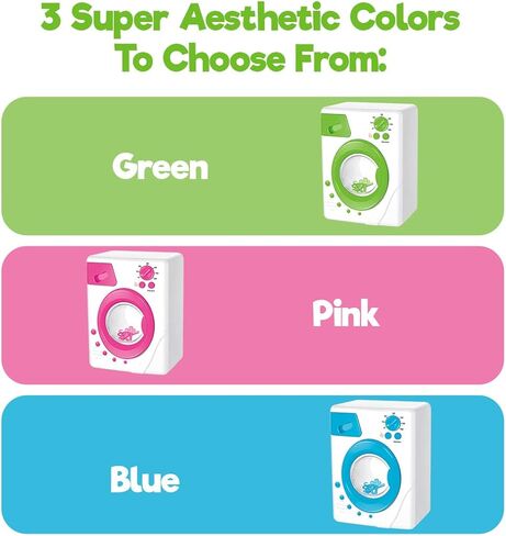 ميسكو مجموعة العاب غسالة ملابس للعب التظاهري للاطفال، مجموعة ادوات غسيل للاطفال الصغار، اضواء واصوات حقيقية، هدية رائعة للاعمار من 3 سنوات فما فوق (اخضر) in Kuwait