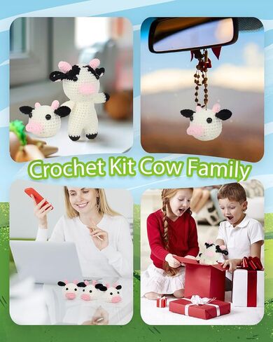 Aeelike 321Pcs Crochet Kit for Beginners, Learn to Crochet Set Include Crochet Hooks,Yarn, Safety Eyes and Noses Polyester Fiber,Crochet Tools and Instruction with Cow PU Leather Storage Bag in Kuwait