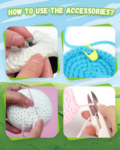 Aeelike 321Pcs Crochet Kit for Beginners, Learn to Crochet Set Include Crochet Hooks,Yarn, Safety Eyes and Noses Polyester Fiber,Crochet Tools and Instruction with Cow PU Leather Storage Bag in Kuwait