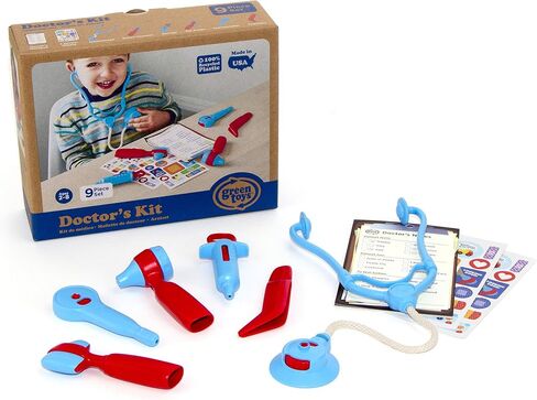 Green Toys Doctor's Kit, Red/Blue - 9 Piece Pretend Play, Motor Skills, Language & Communication Kids Role Play Toy. No BPA, phthalates, PVC. Dishwasher Safe, Recycled Plastic, Made in USA. in Saudi Arabia