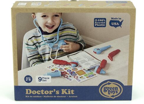 Green Toys Doctor's Kit, Red/Blue - 9 Piece Pretend Play, Motor Skills, Language & Communication Kids Role Play Toy. No BPA, phthalates, PVC. Dishwasher Safe, Recycled Plastic, Made in USA. in Saudi Arabia
