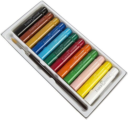 Faber-Castell Gel Sticks - 12 Twistable Watercolor Crayons for Kids with Brush - Watercolors for Kids in Saudi Arabia