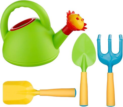 Biubee Toddler Gardening Tools Set - Kids Watering Can Toy, Child Gardening Set with Shovel Hand Rake, Made of Metal with Sturdy Plastic Handle - Garden Toys for Baby Outdoor Beach Sand Toy Gift in Kuwait