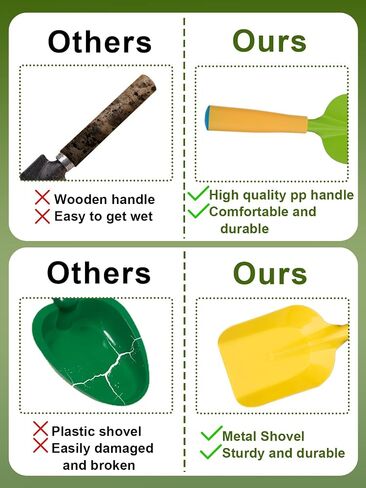Biubee Toddler Gardening Tools Set - Kids Watering Can Toy, Child Gardening Set with Shovel Hand Rake, Made of Metal with Sturdy Plastic Handle - Garden Toys for Baby Outdoor Beach Sand Toy Gift in Kuwait