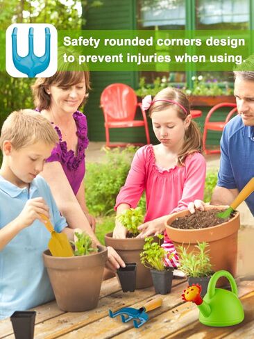 Biubee Toddler Gardening Tools Set - Kids Watering Can Toy, Child Gardening Set with Shovel Hand Rake, Made of Metal with Sturdy Plastic Handle - Garden Toys for Baby Outdoor Beach Sand Toy Gift in Kuwait