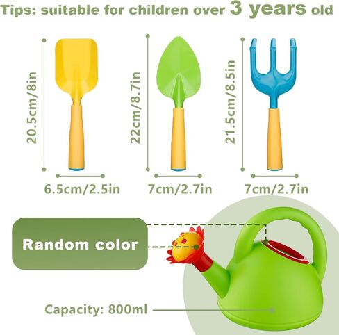 Biubee Toddler Gardening Tools Set - Kids Watering Can Toy, Child Gardening Set with Shovel Hand Rake, Made of Metal with Sturdy Plastic Handle - Garden Toys for Baby Outdoor Beach Sand Toy Gift in Kuwait