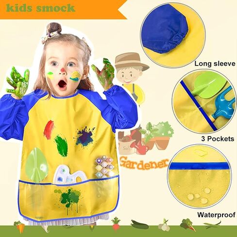 أدوات البستنة للأطفال من INNOCHEER، مجموعة أدوات الحديقة للأطفال مع كتاب دليل البستنة، علبة سقي، قفازات، مجرفة، مشط، مجرفة، سموك للأطفال وقبعة، الكل في واحد حقيبة البستنة (متعددة الألوان) in Kuwait