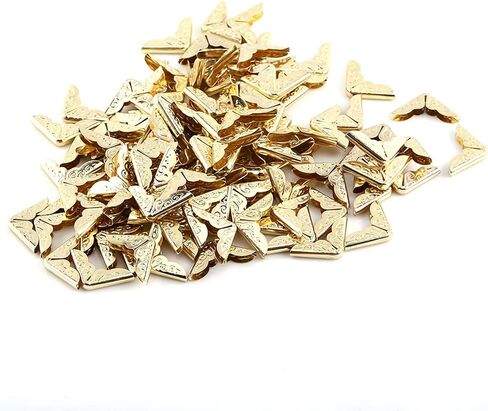 Gold Book Corners, Metal Book Corner Protectors, 100Pcs Retro Yellow Metal Corner Protector File Folder Corner Decorative Protector in Saudi Arabia