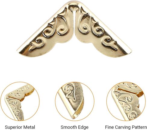 Gold Book Corners, Metal Book Corner Protectors, 100Pcs Retro Yellow Metal Corner Protector File Folder Corner Decorative Protector in Saudi Arabia