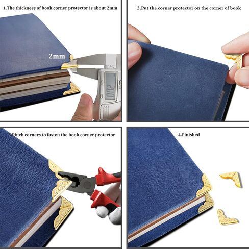 Gold Book Corners, Metal Book Corner Protectors, 100Pcs Retro Yellow Metal Corner Protector File Folder Corner Decorative Protector in Saudi Arabia