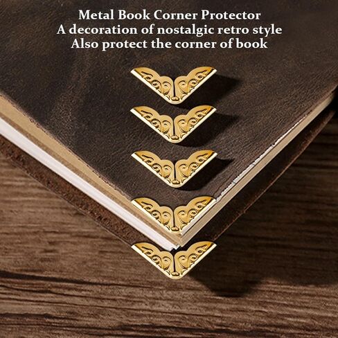 Gold Book Corners, Metal Book Corner Protectors, 100Pcs Retro Yellow Metal Corner Protector File Folder Corner Decorative Protector in Saudi Arabia