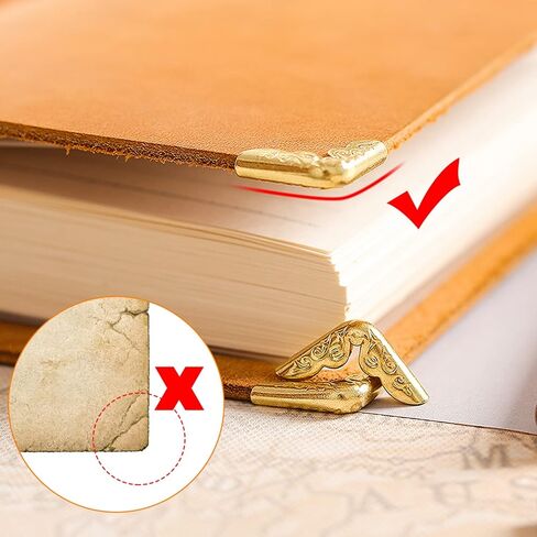 Gold Book Corners, Metal Book Corner Protectors, 100Pcs Retro Yellow Metal Corner Protector File Folder Corner Decorative Protector in Saudi Arabia